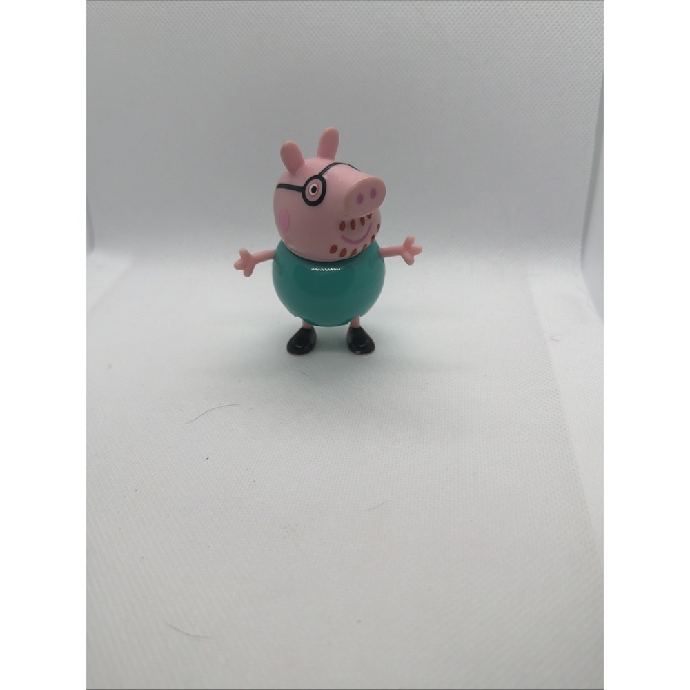 Peppa Pig Daddy Pig Mini Figure Hasbro Teal Outfit Plastic Toy